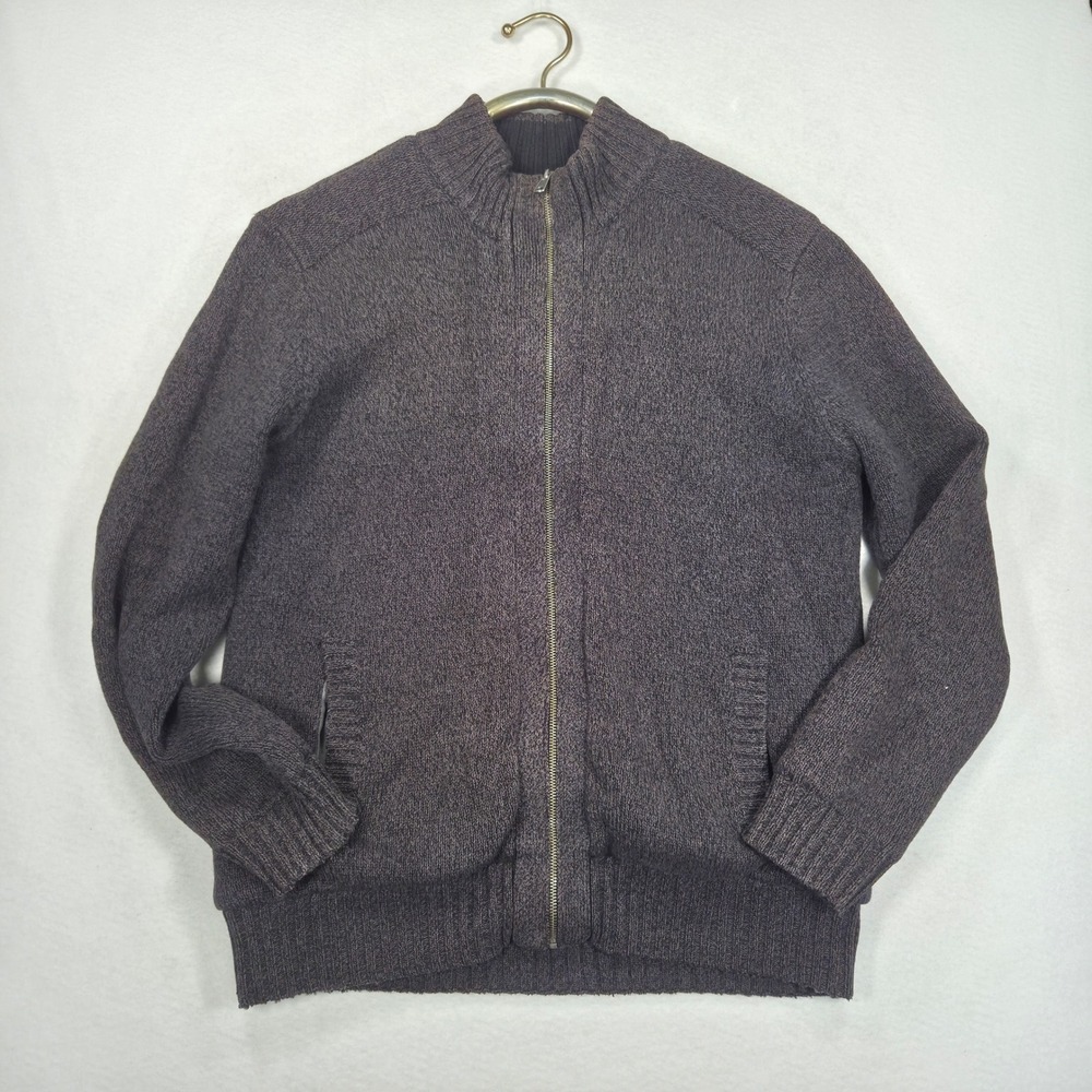 Emanuel Emanuel Ungaro Mens Gray Full Zip Fleece Lined Cotton Sweater Jacket M
